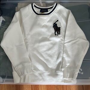 Polo by Ralph Lauren Light CreamCrewneck Sweater w/ Iconic Logo in Tartan Print